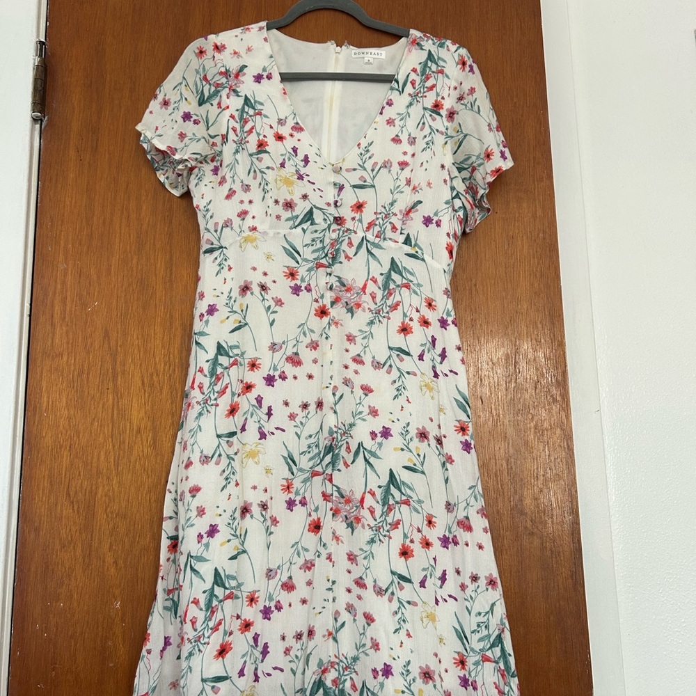 DownEast Floral Print Midi Dress - Multicolor
